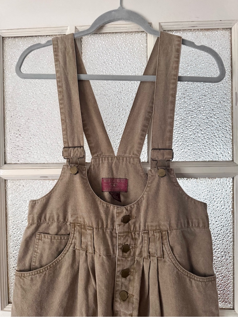 Vintage Pleated Highwaisted Overalls (khaki) - Picture 2 of 6